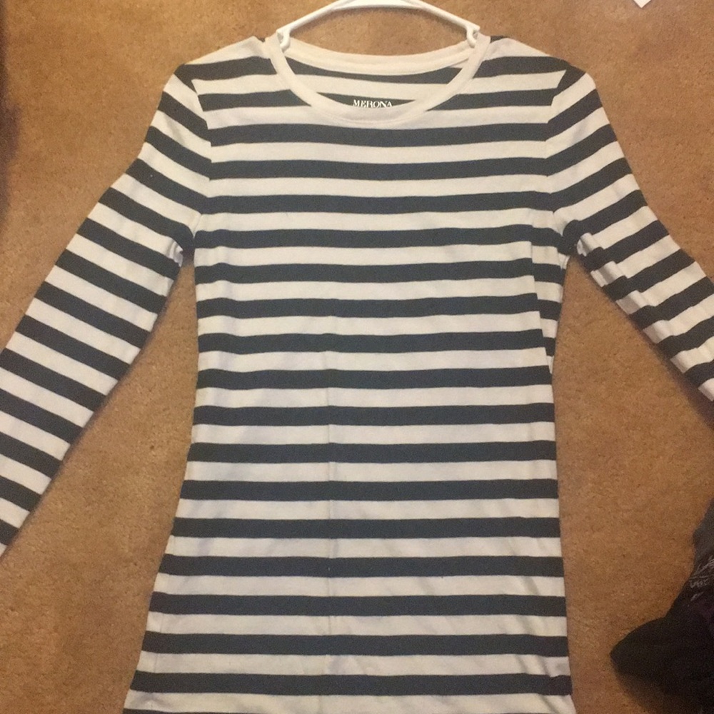 Striped black and white long sleeve shirt
